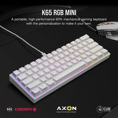 Corsair K65 RGB MINI 60% Mechanical Gaming Keyboard (Customisable RGB Backlighting, CHERRY MX ...