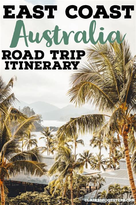 palm trees with the words east coast australia road trip itinerary