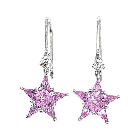 Tiffany and Co. Pink Sapphire Diamond Star Earrings at 1stDibs