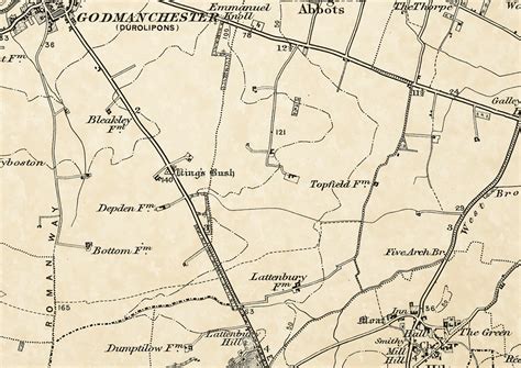 Old Map of the Environs of Huntingdon Cambridgeshire 1898 - Etsy UK