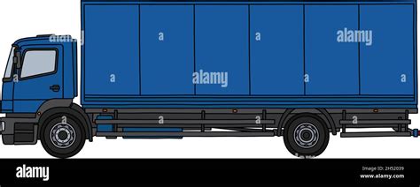 The vectorized hand drawing of a blue long cargo truck Stock Vector ...