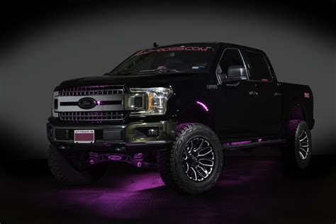 Lifted Custom Ford F-150 4x4 Truck with Custom Led Lighting in Black with Pink Accents