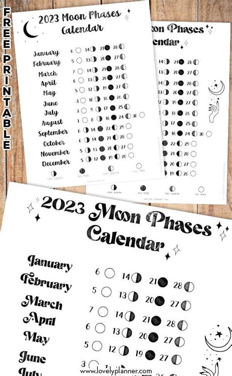 Free Printable Full Moon Calendar 2023 - Lunar Calendar | Mondphasen ...