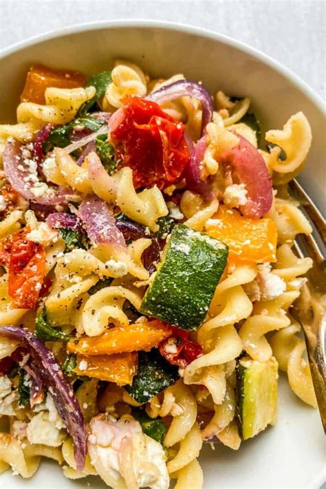 Roasted Veggie Pasta with Feta - This Healthy Table