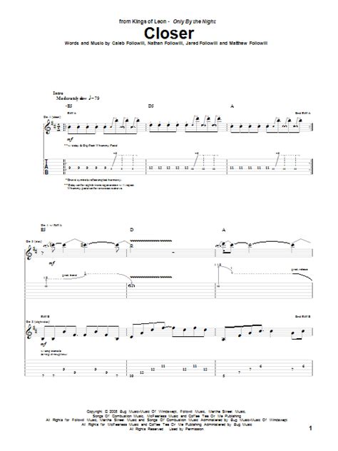 Closer by Kings Of Leon - Guitar Tab - Guitar Instructor