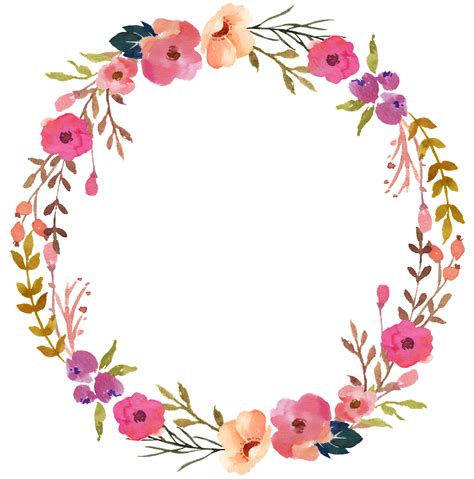 Wreath Watercolor, Watercolor Flowers, Watercolor Art, Frame Floral, Flower Frame, Flower Circle ...