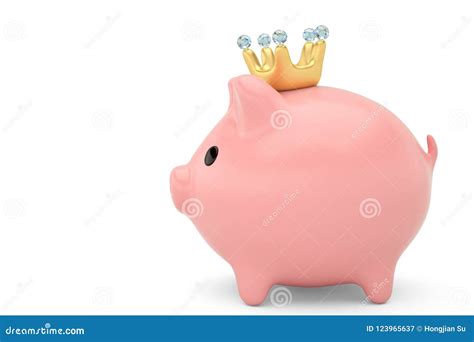 Pink Piggy Bank with Crown.3D Illustration Stock Illustration - Illustration of finance, economy ...