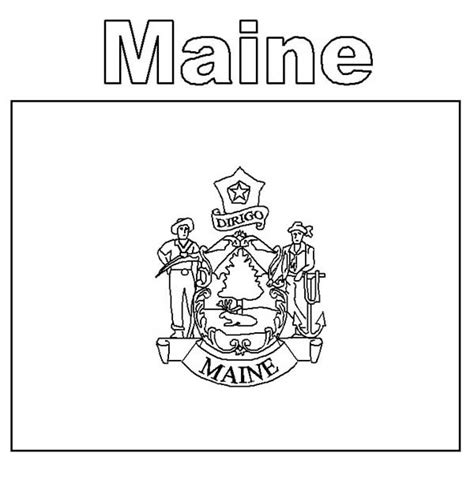 Maine State Flag Coloring Page Coloring Pages