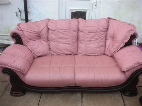 3+1 PINK LEATHER SOFA FOR SALE DUDLEY, Sandwell