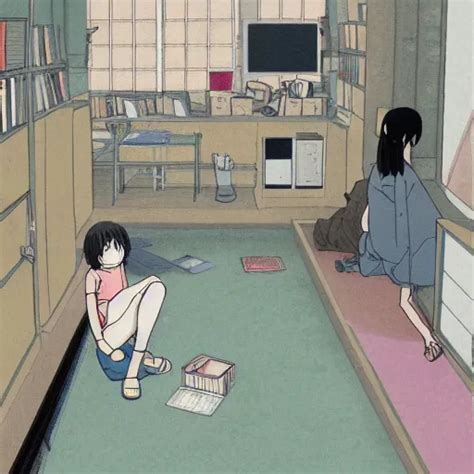 hikikomori in the littered flat anime art by studio | Stable Diffusion