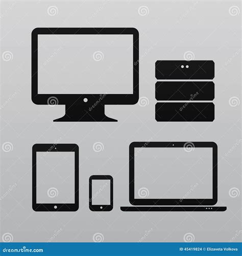 Flat Design Ui Device Icons Collections on Light Stock Vector - Illustration of netbook, flat ...