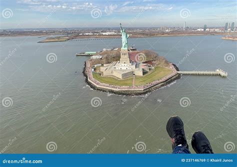 New York City, U.S - December 15, 2021 - the Aerial View of Statue of ...