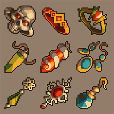 100 Pixel Art Trinket Icons | GameDev Market