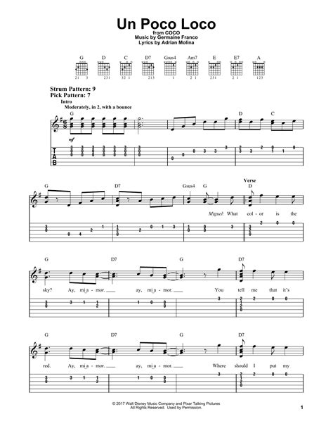 Un Poco Loco by Adrian Molina - Easy Guitar Tab - Guitar Instructor