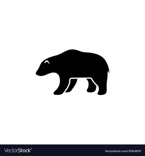 Grizzly or polar bear kodiak silhouette flat icon Vector Image