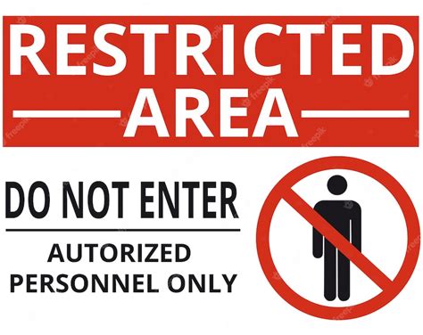 Premium Vector | Red and black restricted area sign on a white background