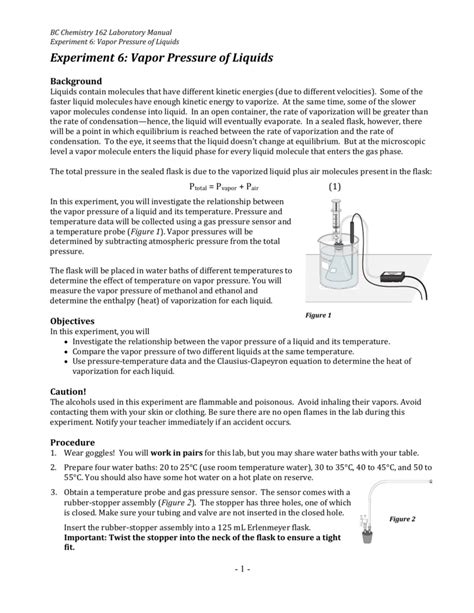 Experiment 6: Vapor Pressure of Liquids