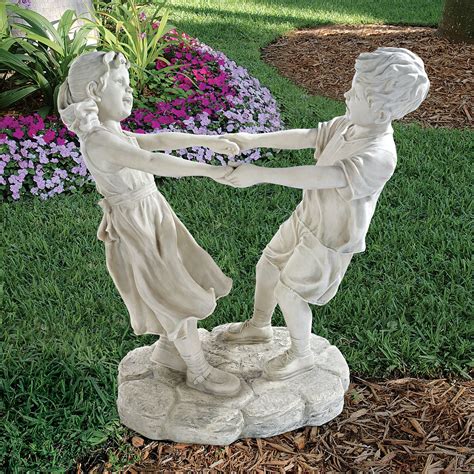 Cute Children Statues for Garden: Boy and Girl Best Friends