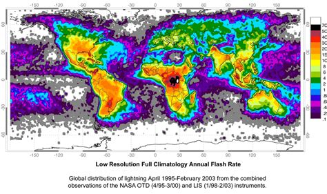 World Lightning Strikes Map