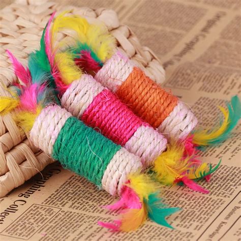 Vokmascot Kitten Cat Sisal Rope Weave Toys Pets Teaser Column Play Chewing Catch Toy Cats ...