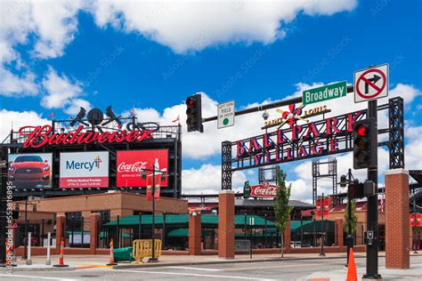 St. Louis, MO USA - July 3, 2014: Entrance to Busch Stadium, home of the St. Louis Cardinals ...