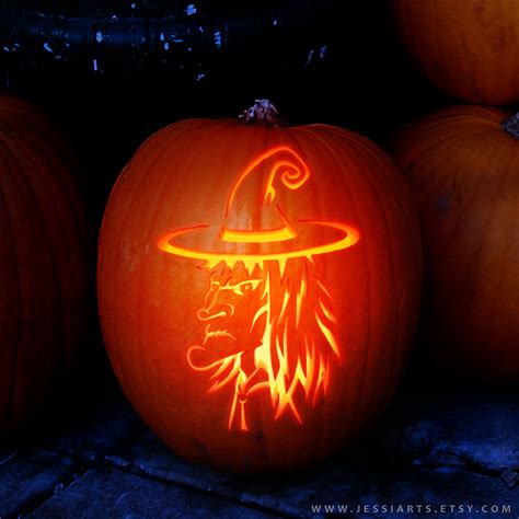 Printable Witch Pumpkin Carving Stencil Halloween Pumpkin - Etsy