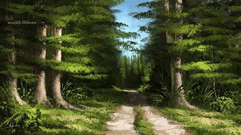 Concept Art and Photoshop Brushes - Dark Forest - Digital Landscape Painting