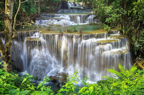 The Huai Mae Khamin Waterfall | Waterfall, Waterfall landscape ...