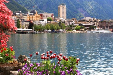 Montreux and Lake Geneva, Switzerland. — Stock Photo © felker #28356613