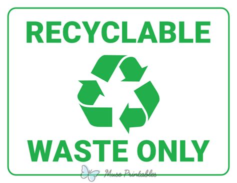 Printable Recyclable Waste Only Sign