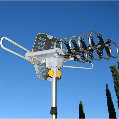 Able Signal Amplified HD Digital Outdoor HDTV Antenna with Motorized 360 Degree Rotation, UHF ...