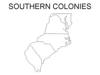 Southern Colonies Map Printable , US Colonies Coloring Sheet | TPT