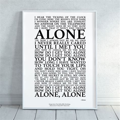 Alone Song Lyrics Print Official Licensed Print Poster - Etsy