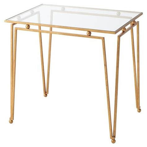 Theodore Alexander Ariel Gilt Steel Glass Top Rectangular Side End Table | Rectangle side table ...