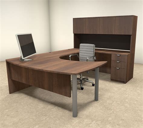 5pc U Shaped Modern Contemporary Executive Office Desk Set, #OF-CON-U24 - H2O Furniture