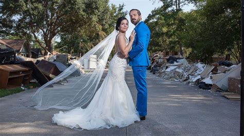 Texas couple takes wedding photos in Harvey debris, will donate $5K wedding reception funds to ...