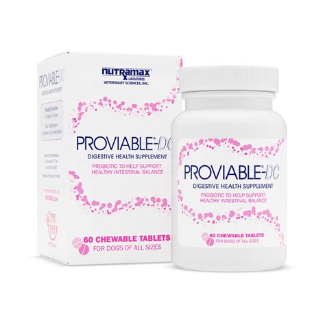 NUTRAMAX PROVIABLE Digestive Health Supplement Multi-Strain Probiotics and Prebiotics for Dogs ...