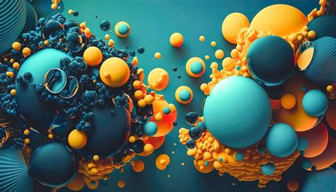 Free Photo | Banner with blue and orange balls generative Al