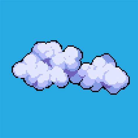 Pixel art illustration Cloud. Pixelated cloud. White sky cloud ...