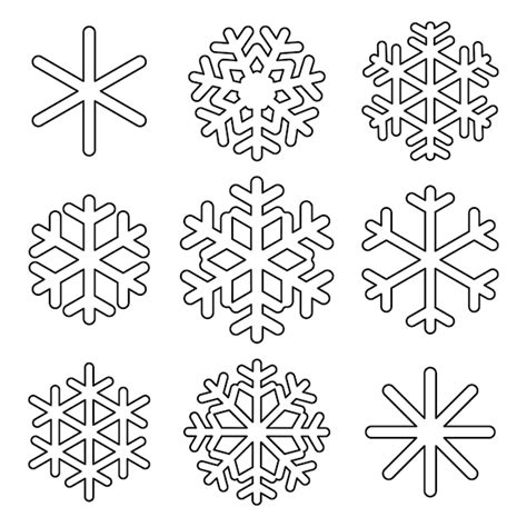 Premium Vector | Black outline of snowflakes isolated on white ...