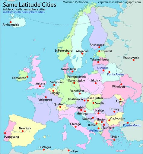 European Capitals Replaced with the Names of Cities at the Same Latitude [592x638] : r/MapPorn