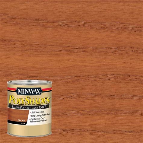 Minwax 1 qt. PolyShades Pecan Satin Stain and Polyurethane in 1-Step-61320444 - The Home Depot