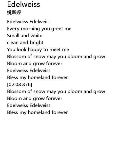 Edelweiss song lyrics – Integrert kjokkenet