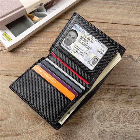 Slim Bifold Wallets for Men - Carbon Fiber Wallet RFID Blocking Thin ...