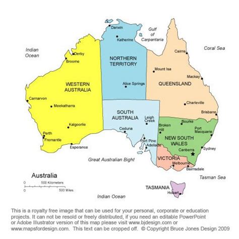 Australian States And Territories Map - Printable Map