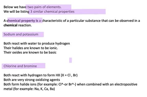 ⏩SOLVED:For each pair of elements listed, give three properties that ...