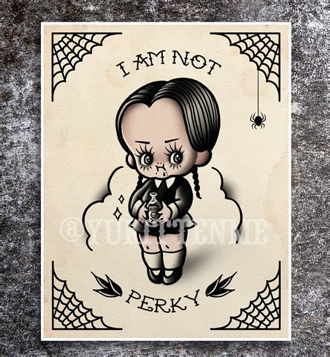 Wednesday Addams Traditional Tattoo Flash Art Print Digital Prints ...