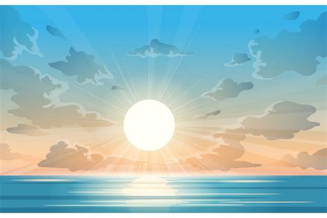 Ocean sunrise illustration