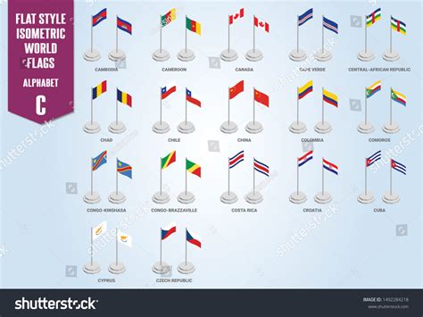 Isometric World Flags Alphabet C Countries: vector de stock (libre de ...