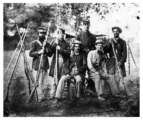 Confederate volunteers, 1861. The image is reversed in a mirror image because of the ...